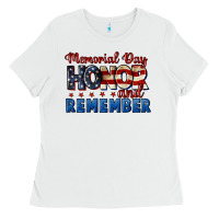 White Memorial day honor and remember 4th of july Ladies Tee - CowGirlArtShop