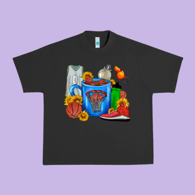 Basketball Coffee Cup Urban Heavy Tee Designed By Fadigitalartstudio