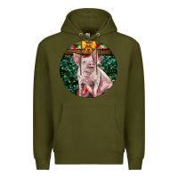 Army Green christmas pig Premium Hoodie - LillyAllenDesigns