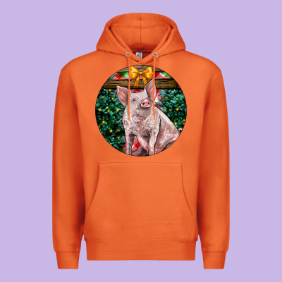 Christmas Pig Premium Hoodie Designed By Lillyallendesigns