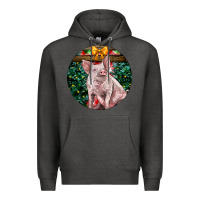 Charcoal Heather christmas pig Premium Hoodie - LillyAllenDesigns