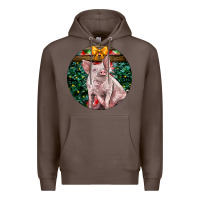 Coffee christmas pig Premium Hoodie - LillyAllenDesigns