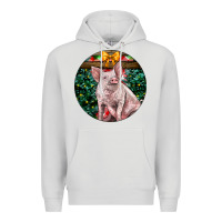 Dove Grey christmas pig Premium Hoodie - LillyAllenDesigns