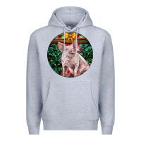 Heather Grey christmas pig Premium Hoodie - LillyAllenDesigns