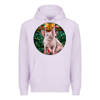 Lilac christmas pig Premium Hoodie - LillyAllenDesigns
