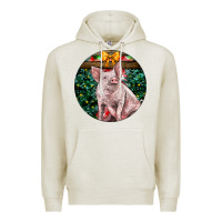 Oatmeal Heather christmas pig Premium Hoodie - LillyAllenDesigns
