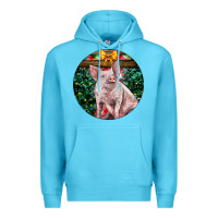 Ocean Blue christmas pig Premium Hoodie - LillyAllenDesigns