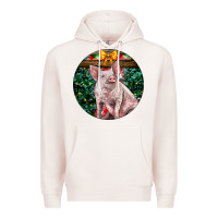 Pale Pink christmas pig Premium Hoodie - LillyAllenDesigns