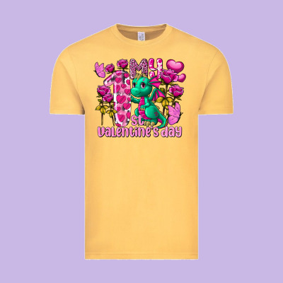 My First Valentine's Day Dragon Vintage Tee Designed By Fadigitalartstudio