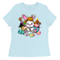 Baby Blue Easter Day Camper  Happy Easter Day Ladies Tee - CowGirlArtShop