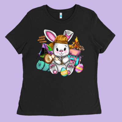 Easter Day Camper  Happy Easter Day Ladies Tee Designed By Cowgirlartshop