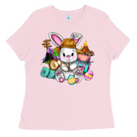 Bubblegum Pink Easter Day Camper  Happy Easter Day Ladies Tee - CowGirlArtShop