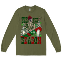 Army Green tis the season skeleton snowboard Long Sleeve Tee - FaDigitalArtStudio