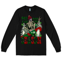 Black tis the season skeleton snowboard Long Sleeve Tee - FaDigitalArtStudio