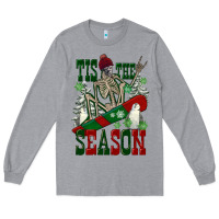 Heather Grey tis the season skeleton snowboard Long Sleeve Tee - FaDigitalArtStudio