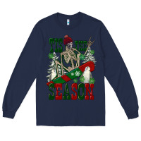 Navy tis the season skeleton snowboard Long Sleeve Tee - FaDigitalArtStudio