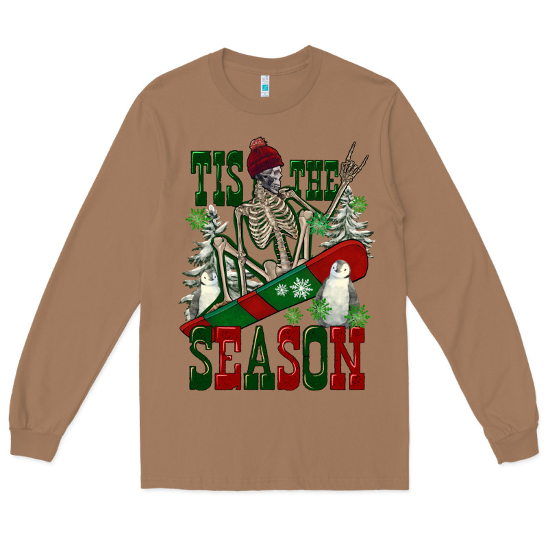 Tis The Season Skeleton Snowboard Long Sleeve Tee by FaDigitalArtStudio | Teevron