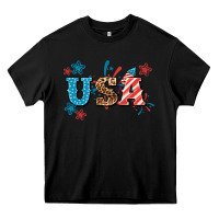 Black USA 4th of july Heavy Core Tee - HowdyJamesFarm