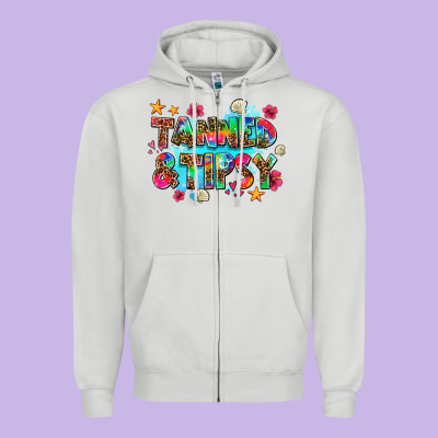 Tanned And Tipsy Zipper Hoodie Designed By Adodesignshop