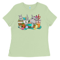 Matcha Easter Hippopotamus coffee cups Easter Day Ladies Tee - CowGirlArtShop