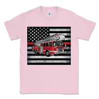 Bubblegum Pink thin red line American flag fire truck Classic Tee - Artiststas