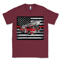 Burgundy thin red line American flag fire truck Classic Tee - Artiststas