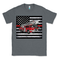 Charcoal Heather thin red line American flag fire truck Classic Tee - Artiststas