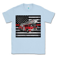 Dusty Blue thin red line American flag fire truck Classic Tee - Artiststas