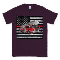 Plum thin red line American flag fire truck Classic Tee - Artiststas