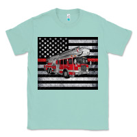 Seafoam thin red line American flag fire truck Classic Tee - Artiststas