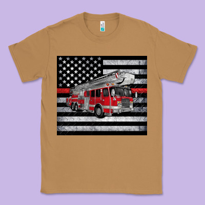 Thin Red Line American Flag Fire Truck Classic Tee Designed By Artiststas