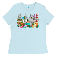 Baby Blue Easter Hippopotamus coffee cups Easter Day Ladies Tee - CowGirlArtShop