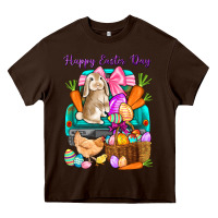 Chocolate Brown Happy Easter Day truck Heavy Core Tee - HowdyJamesFarm