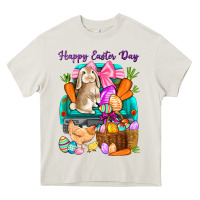 Cream Happy Easter Day truck Heavy Core Tee - HowdyJamesFarm