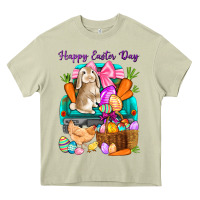 Mossy Happy Easter Day truck Heavy Core Tee - HowdyJamesFarm