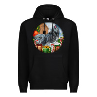 Black ameraucana rooster christmas Premium Hoodie - LillyAllenDesigns