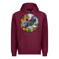 Burgundy ameraucana rooster christmas Premium Hoodie - LillyAllenDesigns