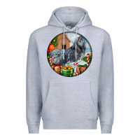 Heather Grey ameraucana rooster christmas Premium Hoodie - LillyAllenDesigns