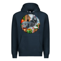 Navy ameraucana rooster christmas Premium Hoodie - LillyAllenDesigns