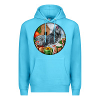 Ocean Blue ameraucana rooster christmas Premium Hoodie - LillyAllenDesigns