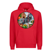 Red ameraucana rooster christmas Premium Hoodie - LillyAllenDesigns