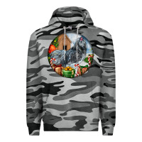 Slate Camo ameraucana rooster christmas Premium Hoodie - LillyAllenDesigns