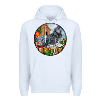 White ameraucana rooster christmas Premium Hoodie - LillyAllenDesigns