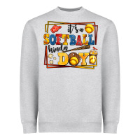 Heather Grey its a softball kinda day Heavyweight Sweatshirt - AdoDesignShop