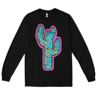 Black Western Turquoise Cactus Long Sleeve Tee - RanaPortraitStore