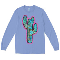 Colony Blue Western Turquoise Cactus Long Sleeve Tee - RanaPortraitStore