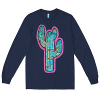 Navy Western Turquoise Cactus Long Sleeve Tee - RanaPortraitStore
