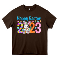 Chocolate Brown Happy Easter 2023 Easter Day Heavy Core Tee - HowdyJamesFarm