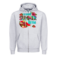 Heather Grey sweet summer time Zipper Hoodie - AdoDesignShop