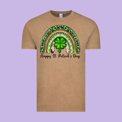 Happy St. Patrick's Day Rainbow Vintage Tee Designed By Oliviacreatesart